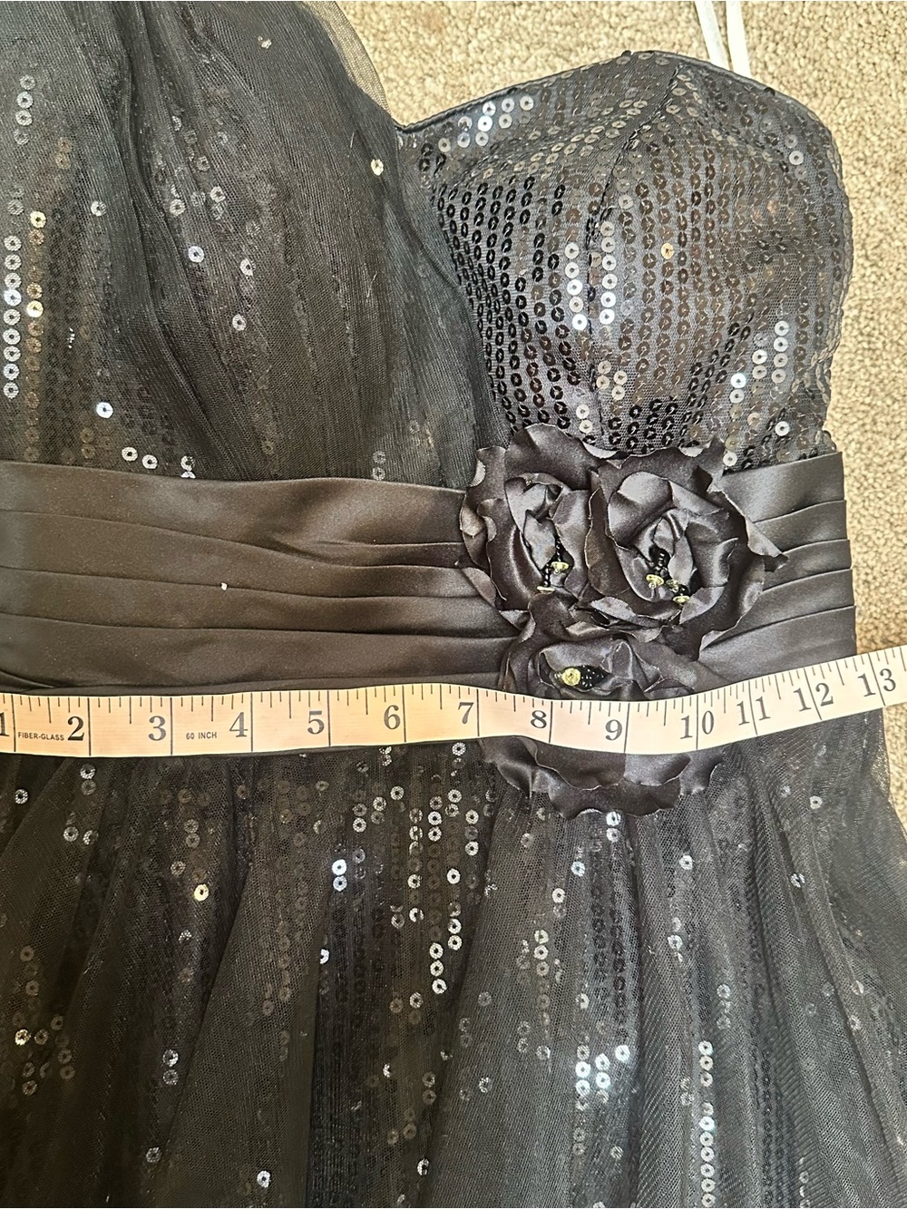 Sheer Tulle Sequin Maxi Dress One Shoulder Formal Event Gown Black Tie Sz 4 Prom - Picture 9 of 11